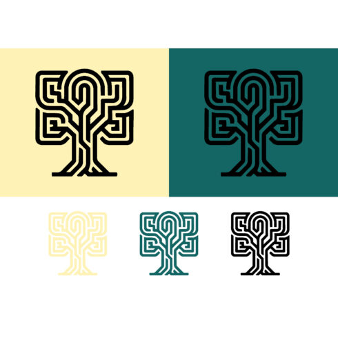 Maze tree logo design in geometric style cover image.