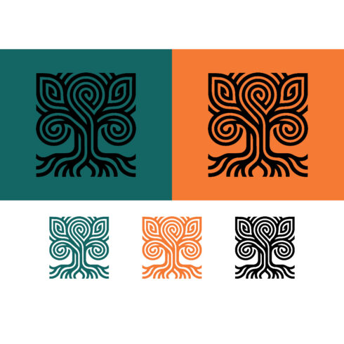 Abstract tree logo design in square format cover image.