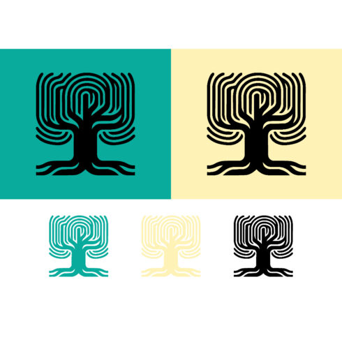 Fingerprint tree logo design in varied colors cover image.
