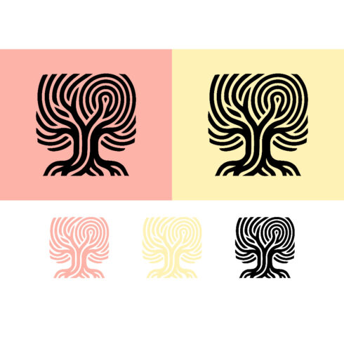 Stylized tree logo design on orange background cover image.