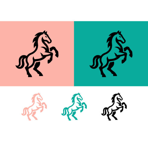 Majestic horse prancing black silhouette design cover image.
