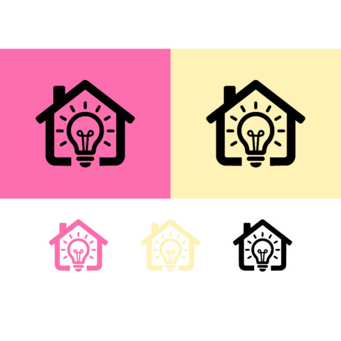 House light bulb logo design pink beige cover image.
