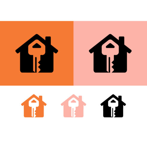 House key logo design orange pink black cover image.