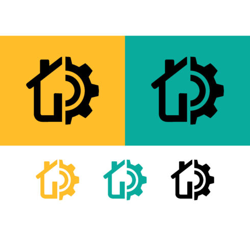 House gear logo design yellow teal black cover image.
