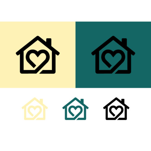 House with heart logo design graphic element cover image.