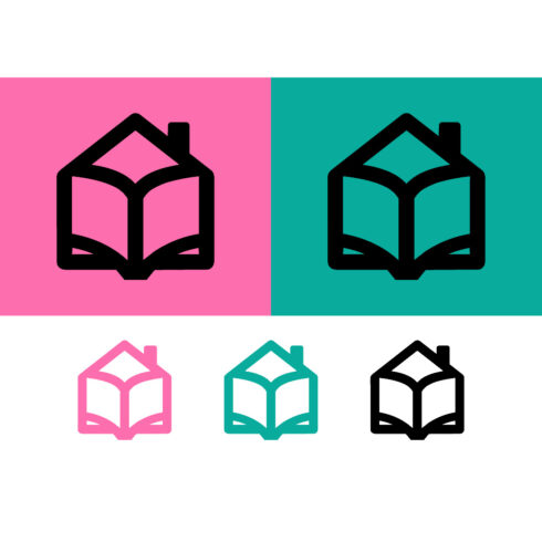 House with open book logo design concept cover image.