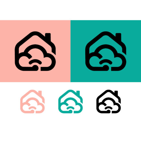 House with cloud logo design graphic element cover image.