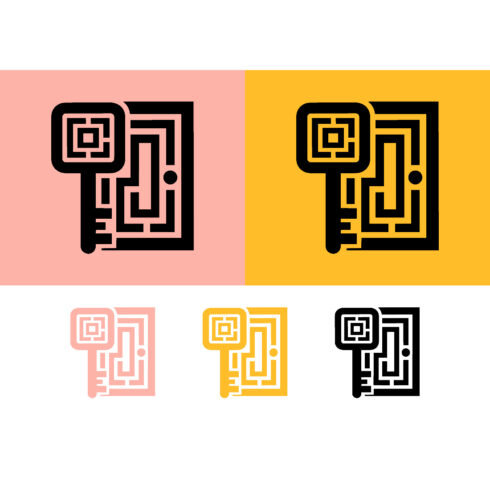 Key and maze logo design on pink background cover image.