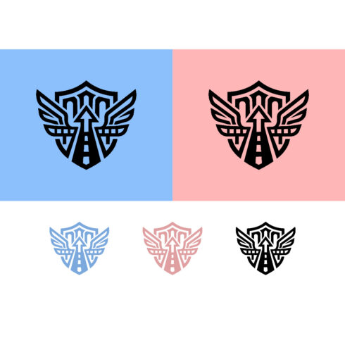 Shield emblem with road and upward arrow cover image.