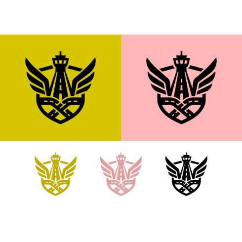 Airport control tower shield emblem graphic design cover image.