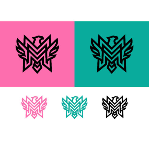 Eagle and letter M abstract logo design cover image.