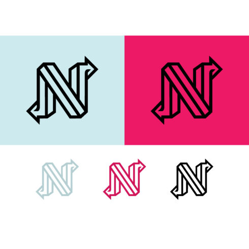 Stylized ribbon letter N logo in light blue gradient background cover image.