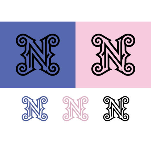 Monogram n alphabet with vintage scrollwork borders cover image.