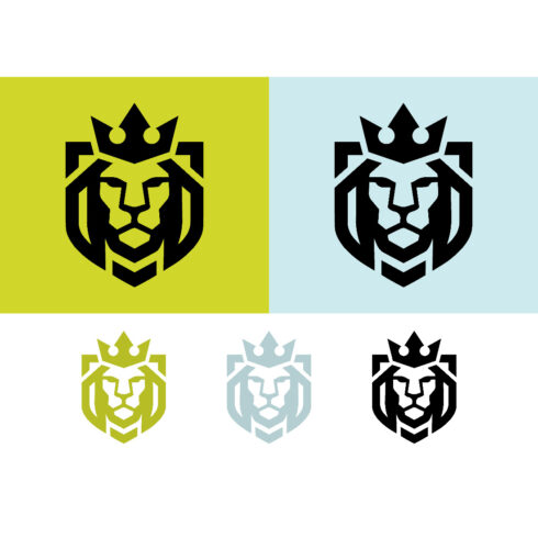 Lion head crowned emblem shield graphic design cover image.