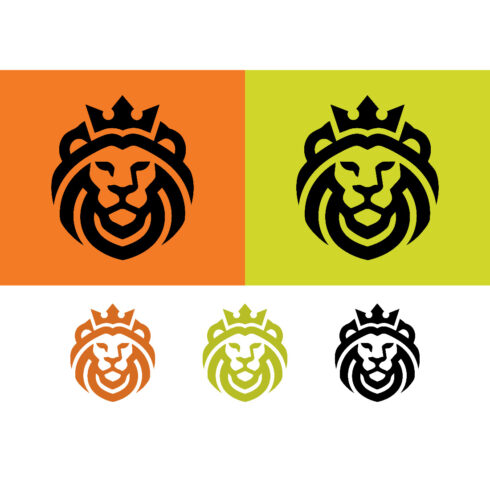 Lion face emblem with ornate crown graphic logo cover image.