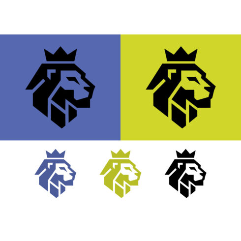 Lion head profile geometric crown graphic logo cover image.