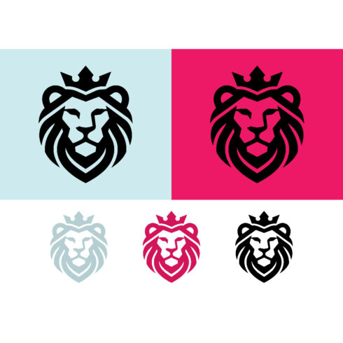 Lion face regal crown graphic logo design cover image.