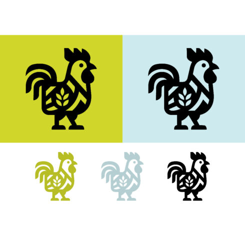 Rooster logo with wheat elements for agriculture cover image.