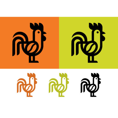 Rooster logo with coffee bean for cafe cover image.