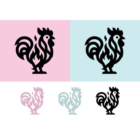 Rooster with flames abstract logo design cover image.