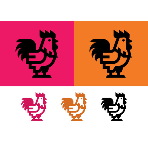 Pixelated rooster geometric abstract logo design cover image.