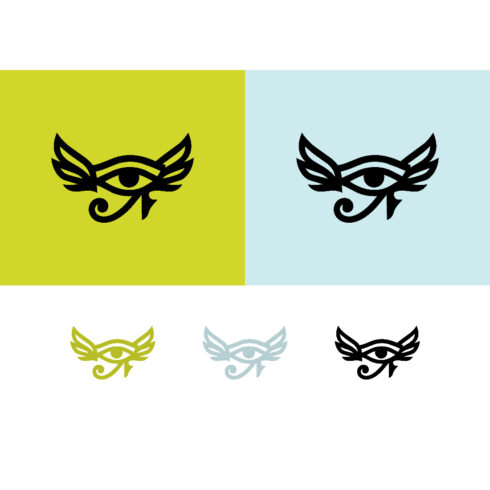 Winged Eye of Horus abstract logo design cover image.