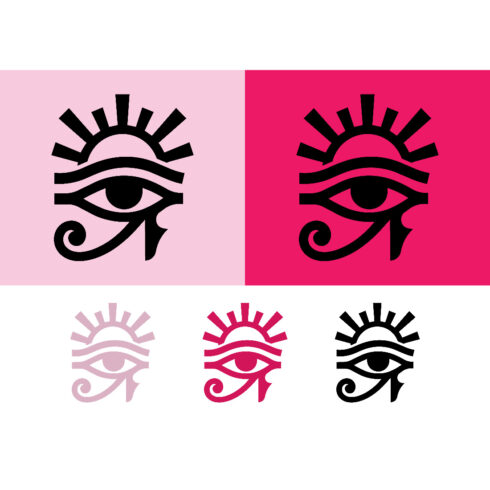 Eye sun symbol design pink background cover image.