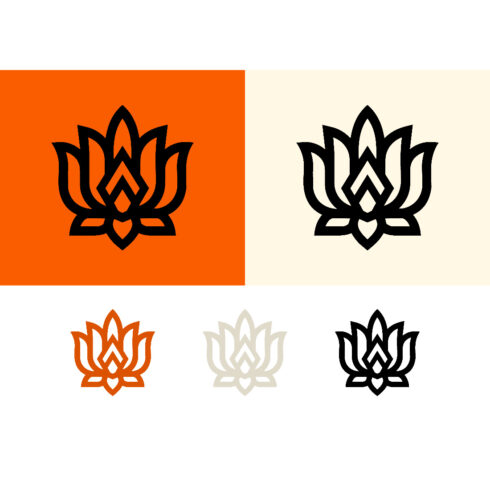 Lotus logo design orange and cream background cover image.