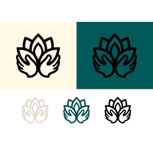 Lotus flower with hands logo design concept cover image.