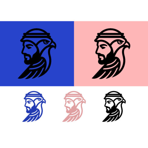 Man falcon profile logo blue pink cover image.