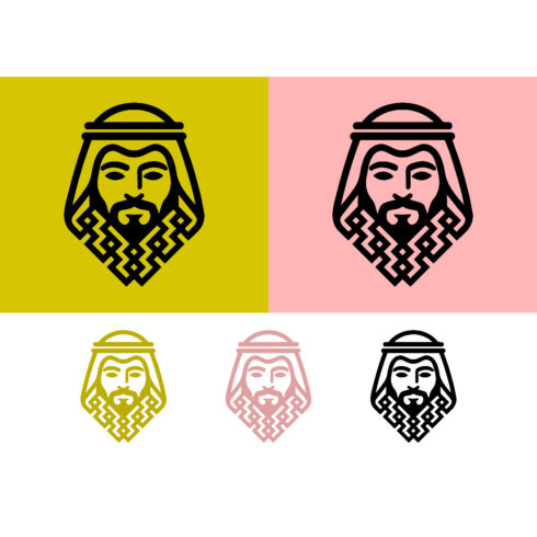 Man geometric beard logo yellow pink cover image.