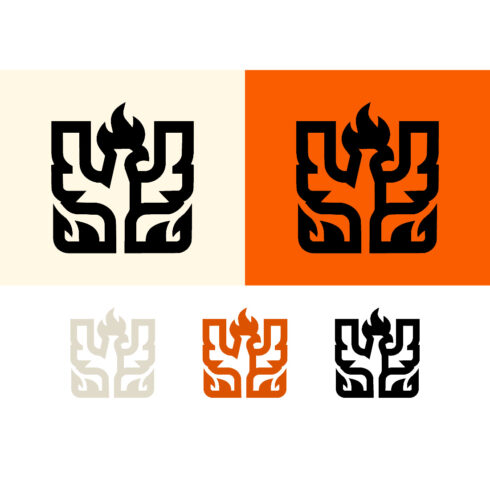 Phoenix logo design with fire on orange cover image.