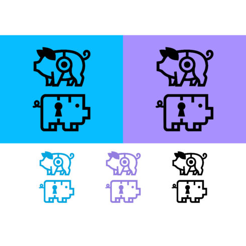 Pig lock logo design on blue cover image.