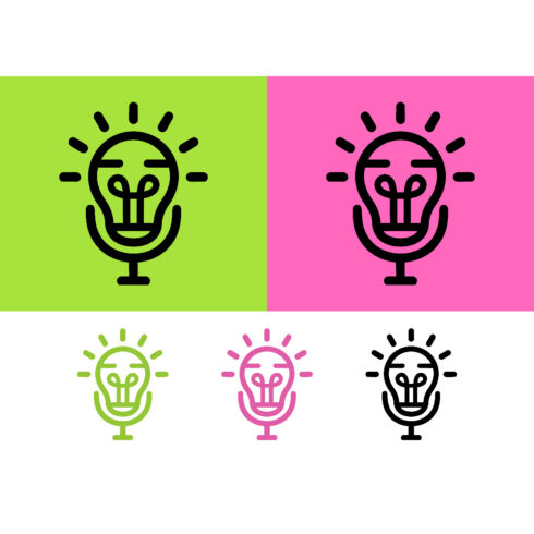 Light bulb microphone logo on green cover image.