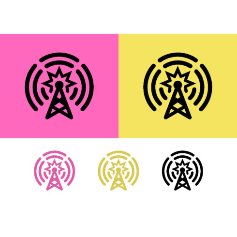 Radio tower signal logo design broadcast cover image.