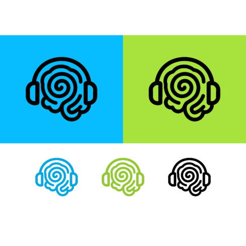 Fingerprint brain headphones logo design audio cover image.