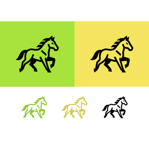 Horse in motion on green and yellow background cover image.