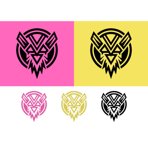 Eagle emblem icon in circle pink yellow cover image.