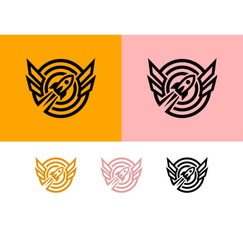 Rocket ship with wings and rings abstract logo design cover image.