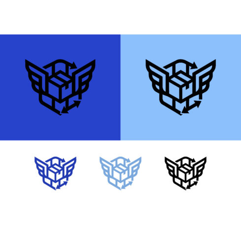 Box with wings logo design delivery logistics cover image.