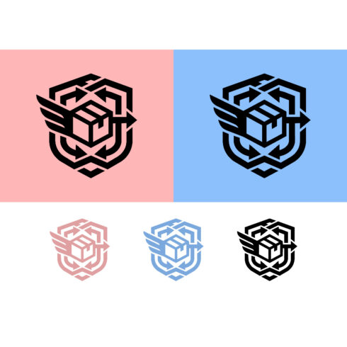 Winged shield emblem with cube elements and arrows cover image.