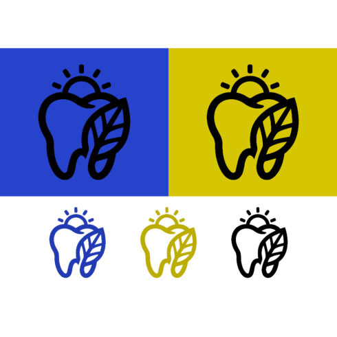 Tooth logo with sun and leaf blue yellow cover image.