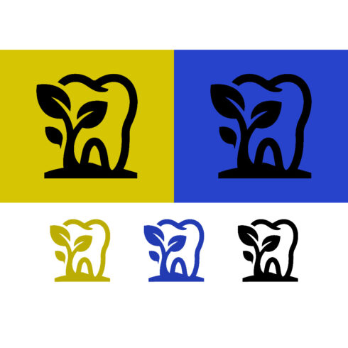 Healthy tooth icon with plant growing for dental cover image.