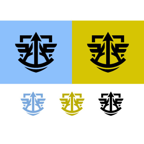 Anchor emblem with wings and arrow modern logo cover image.