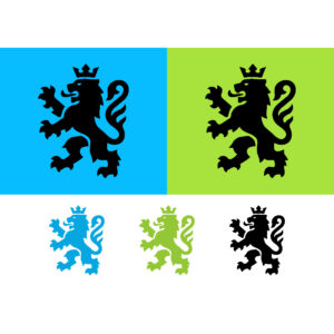 Lion emblem black silhouette on color background cover image.