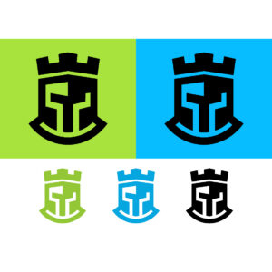 Spartan helmet logo black and blue on color cover image.
