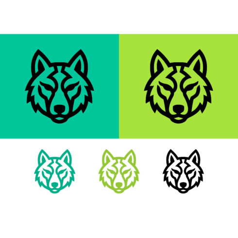 Wolf head logo design teal green graphic cover image.