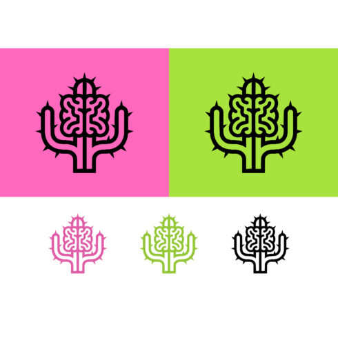 Brain cactus logo design abstract symbol cover image.