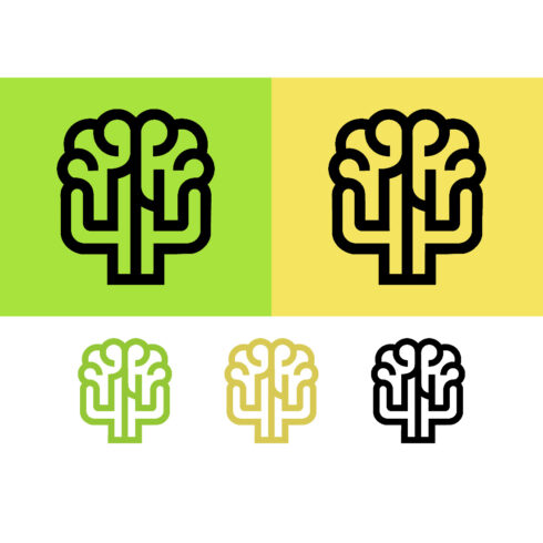 Brain tree logo design abstract symbol cover image.