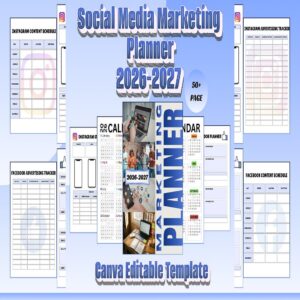 Marketing Planner 2026-2027 | Social Media Canva Template cover image.